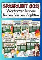 Vorschau - Spiele - Materialpaket: Nomen, Verben, Adjektive (Wortarten lernen) - Deckblatt