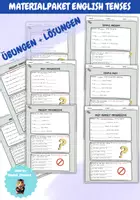 Vorschau - Arbeitsblätter - Materialpaket English Tenses Übungen + Lösungen - Deckblatt