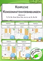 Vorschau - Arbeitsblätter - Komplexe Buchstabenverbindungen – Gesamtpaket für den LRS-Kurs (Wörter mit Fl, Fr, Zw, Schn, Schw, Schl, Kl, Kn, Kr, ng, nk, rk) - Deckblatt