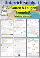Vorschau - Unterrichtsreihen - Materialpaket Klasse 10 Unterrichtseinheit Säuren & Laugen komplett - Deckblatt