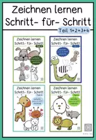 Vorschau - Mal- und Bastelvorlagen - Materialpaket: Zeichnen lernen Schritt für Schritt Teil 1, Teil 2,Teil 3 und Teil 4 - Deckblatt