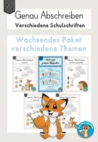 Vorschau - Stationenlernen - Wachsendes Materialpaket Abschreibkartei Lateinische Ausgangsschrift Druckschrift Grundschrift - Deckblatt