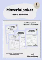 Vorschau - Arbeitsblätter - Materialpaket: Sachtexte verstehen, gliedern und zusammenfassen – vielfältige Themenbereiche - Deckblatt