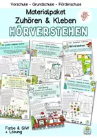 Vorschau - Stundenentwürfe - Paket Zuhören und Kleben (Klettmappe) Hörübung für Kinder - Deckblatt