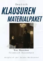 Vorschau - Test - Materialpaket: Vergleichende Klausuren zu Friedrich Dürrenmatts Die Physiker - Mordszenen - Deckblatt
