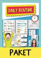 anteprima - Esercizi - Daily routine & Telling the time growing package (English) / La routine quotidiana e l'indicazione dell'ora pacchetto di crescita (inglese) - Pagina di copertina
