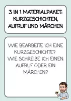 Vorschau - Arbeitsblätter - 3 in 1 Materialpaket - Aufruf, Märchen und Kurzgeschichten - Deckblatt