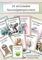 Vorschau - Bildkarten - 24 Hausaufgabengutscheine mit verschiedenen Motiven - Deckblatt