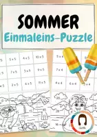 Vorschau - Spiele - Materialpaket: Einmaleins Rechenpuzzle | 12 Puzzle | Ausmalbilder Sommer Edition - Deckblatt