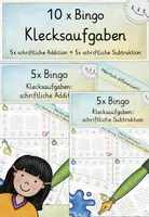 Vorschau - Stundenentwürfe - 10x Bingo: Klecksaufgaben, 5x Bingo schriftliche Addition, 5x Bingo schriftliche Subtraktion, mit und ohne Überträge, mehrfach differenziert - Deckblatt