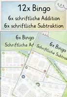 Vorschau - Stationenlernen - Schriftliche Addition, schriftliche Subtraktion, 20x Bingo: Freiarbeitsmaterial: ohne und mit Überträgen - Deckblatt