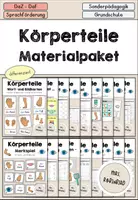 Vorschau - Mal- und Bastelvorlagen - Körperteile Körper Materialpaket differenziert - DaZ DaF - Deckblatt