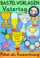 Vorschau - Stundenentwürfe - Vatertag Bastelvorlagen Auszeichnungen (Pokale) MATERIALPAKET - Deckblatt