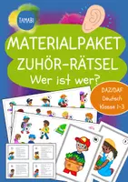 Vorschau - Stundenentwürfe - Materialpaket - Zuhör-Rätsel – Wer ist wer? Hör genau hin! Hörrätsel | DaZ | Deutsch Klasse 1–3 | Personenbeschreibungen & Hörverstehen für Klasse 1–3 | Hör-/Hörsehverstehen | Fächerübergreifend | Fertige Vertretungsstunde - Deckblatt