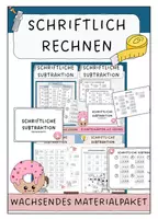 Vorschau - Stationenlernen - Materialpaket: Schriftlich Rechnen (Addition, Subtraktion, Division, Multiplikation) - Deckblatt