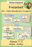 Vorschau - Spiele - Freiarbeitsmaterial zum Thema Uhr - Volle Stunden bis 12 und 24 - Deckblatt