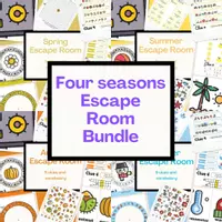 Vista previa - Juegos / Gamificación - Four seasons Escape Rooms Bundle | ESL ELA activities | Print - Portada