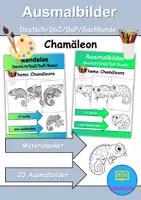 Vorschau - Mal- und Bastelvorlagen - Ausmalbilder & Mandalas PAKET Thema Chamäleons - Grundschule - Bastelvorlagen - Deckblatt