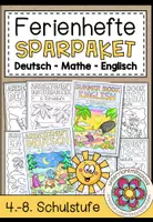 Vorschau - Arbeitsblätter - FERIENHEFTE / WIEDERHOLUNGSHEFTE (Deutsch, Englisch, Mathe) 4.-8. Schulstufe - SPARPAKET - Deckblatt