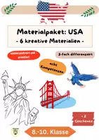 Vorschau - Arbeitsblätter - Materialpaket: USA - 6 kreative Materialien und 8 Kompetenzen + zwei Geschenke - Deckblatt