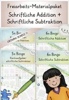 Vorschau - Stundenentwürfe - Freiarbeit: Schriftliche Addition + Schriftliche Subtraktion im ZR bis 1000, Freiarbeit, GROWING BUNDLE - Deckblatt