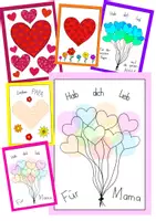 Vorschau - Mal- und Bastelvorlagen - Muttertags-, Vatertags-/ Geburtstagskarten - Kartenpaket 💕 - Deckblatt