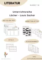 Vorschau - Unterrichtsreihen - Materialpaket: Unterrichtsreihe Roman Löcher (PPP, ABs, Klassenarbei) - Deckblatt