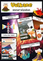 Vorschau - Stationenlernen - Vulkane Materialpaket: Aufbau, Ausbrüche, Plattentektonik - Deckblatt