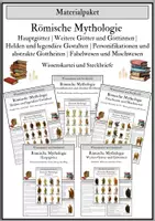 Vorschau - Stationenlernen - Römische Mythologie - Materialpaket - Wissenskarten und Steckbriefe - Deckblatt