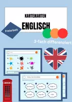 Vorschau - Stationenlernen - Materialpaket Karteikarten Englisch Freiarbeit - Deckblatt