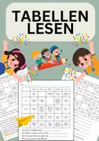 Vorschau - Arbeitsblätter - Materialpaket: 5 Tabellen lesen können // Fragen zu Tabellen beantworten - Deckblatt