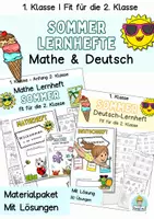 Vorschau - Unterrichtsreihen - Klasse 1 Deutsch und Mathe Sommer Übungsheft, Arbeitsblätter zur Wiederholung-Fit für Klasse 2 - Deckblatt