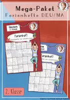 Vorschau - Arbeitsblätter - Ferienheft Deutsch & Mathe Paket | Fit in Klasse 2 – Wiederholung & Übungen - Deckblatt