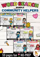 Aperçu - Feuilles d'exercices - Word Search Puzzle (Community Helpers) | Anglais Bundle (Kit) - Page de couverture