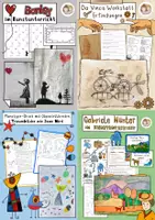 Vorschau - Stundenentwürfe - Künstler:innen im Kunstunterricht, Banksy, Gabriele Münter, Leonardo da Vinci, Joan Miró - Deckblatt