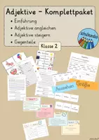 Vorschau - Arbeitsblätter - Materialpaket Adjektive Klasse 2 Einführung + Vertiefung - Deckblatt