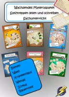 Vorschau - Stationenlernen - Materialpaket Satztreppen lesen und schreiben zum Sachunterricht - Deckblatt
