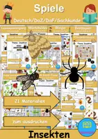 Vorschau - Unterrichtsreihen - Materialpaket - Spiele Insekten - DaZ/DaF, Deutsch, Sachunterricht (Grundschule) - Deckblatt