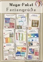 Vorschau - Mal- und Bastelvorlagen - Feriengruß Sommerferien Paket | Grußkarten Schuljahresende - Deckblatt