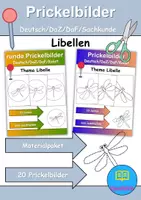 Vorschau - Arbeitsblätter - Prickelbilder / Fensterbilder PAKET Thema Libellen - Grundschule - Bastelvorlagen - Deckblatt
