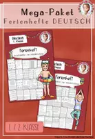 Vorschau - Arbeitsblätter - Sommerferien Deutsch Paket | Ferienheft Deutsch Klasse 1-2 – Fit in Deutsch - Deckblatt