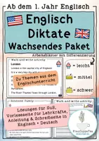Vorschau - Arbeitsblätter - PAKET ENGLISCH 20 Laufdiktate und 5-Minuten-Diktate mit Differenzierung (#1 - #20) - Deckblatt
