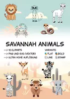 Vorschau - selbst erstellte Cliparts/Grafiken - Tiere der Savanne (BUNDLE) - ClipArt Paket - Deckblatt