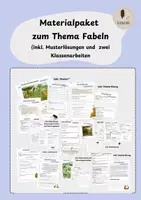 Vorschau - Arbeitsblätter - Materialpaket zum Thema Fabeln (inkl. Musterlösungen und Klassenarbeiten mit Bewertungsvorschlag) - Deckblatt