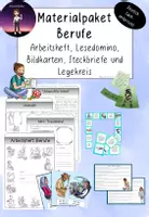 Vorschau - Unterrichtsreihen - Materialpaket Berufe: Arbeitsheft, Legekreis, BIldkarten, Lesedomino und Steckbriefe - Deckblatt