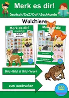 Vorschau - Spiele - Materialpaket - Merk es dir! Tiere im Wald - 2 Versionen - DaZ/DaF, Deutsch (Grundschule) - Deckblatt