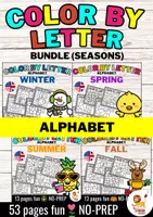 Vista previa - Hojas de trabajo - Color by code letter - Alphabet (Seasons) Letter Recognition | Estaciones Inglés - Bundle (Paquete) - Portada