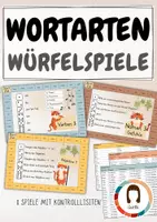 Vorschau - Stationenlernen - Materialpaket Würfelspiele Wortarten (Nomen, Verben, Adjektive) - Deckblatt