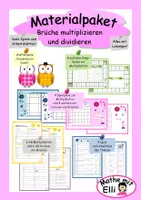 Vorschau - Arbeitsblätter - Materialpaket Brüche multiplizieren und dividieren, Spiele und AB - Deckblatt