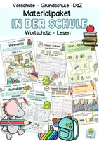 Vorschau - Unterrichtsreihen - Materialpaket zum Thema Schule, Schulmaterial, Klassenzimmer, Wortschatz - Deckblatt